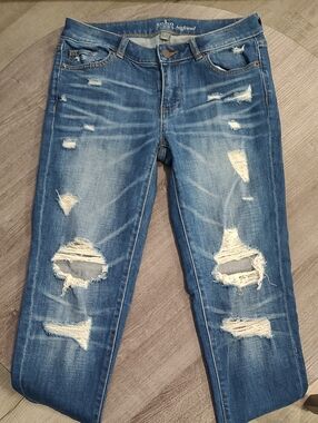 New York & Company Distressed Light Blue Boyfriend Jeans